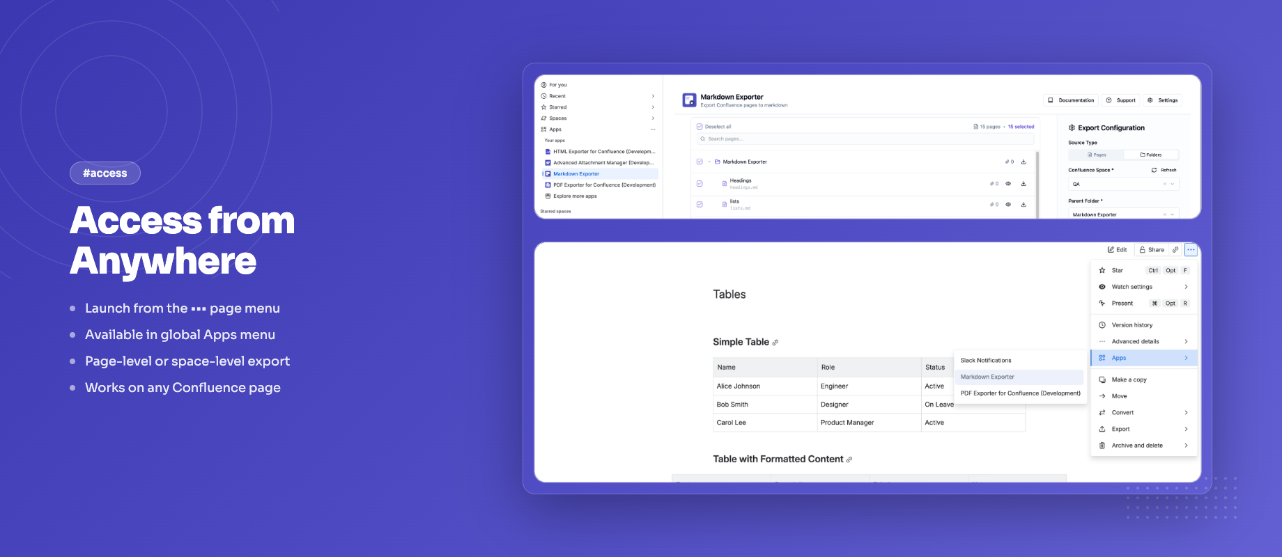 Access & Export Settings