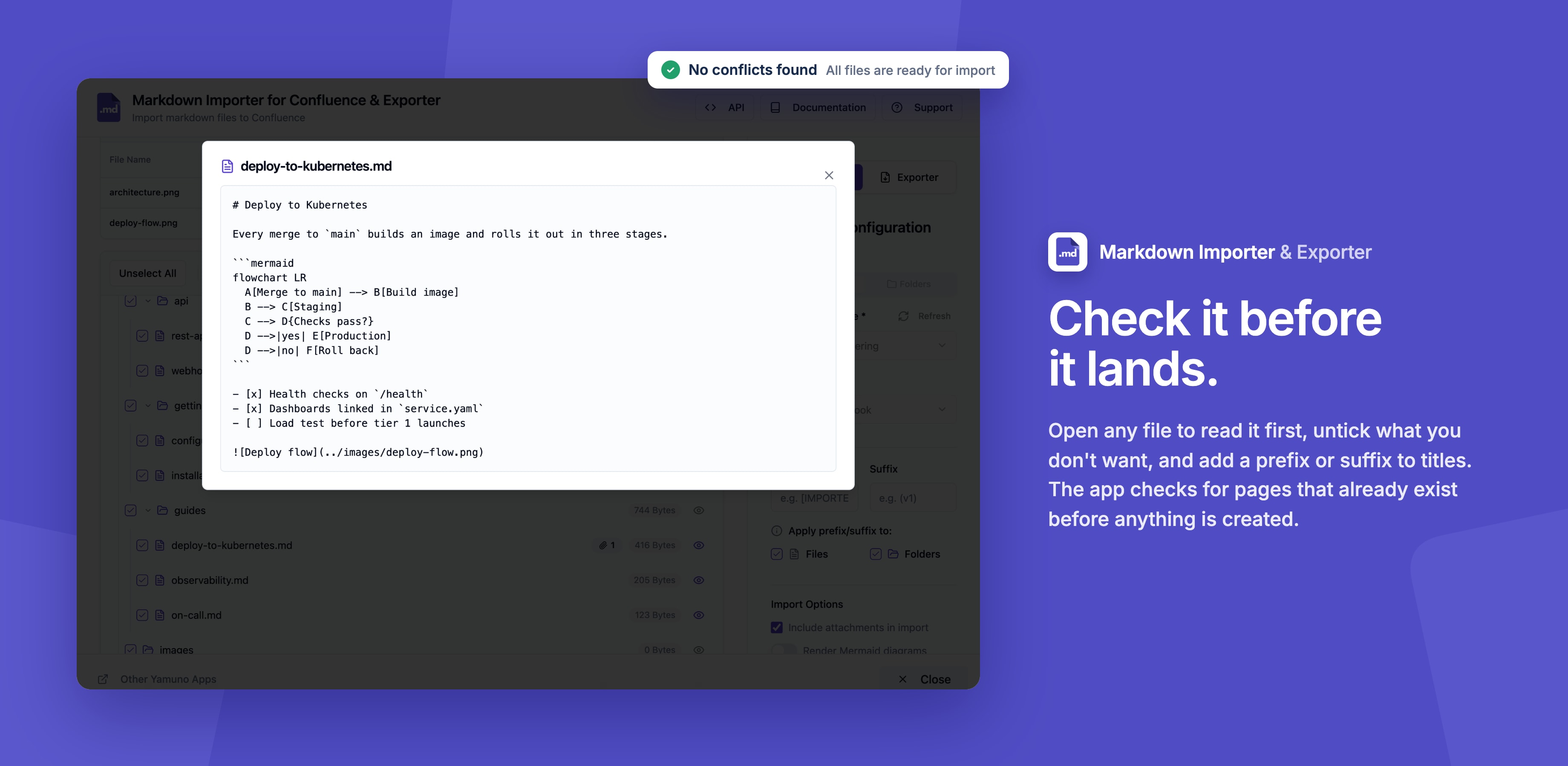 Preview a file and check for conflicts before importing