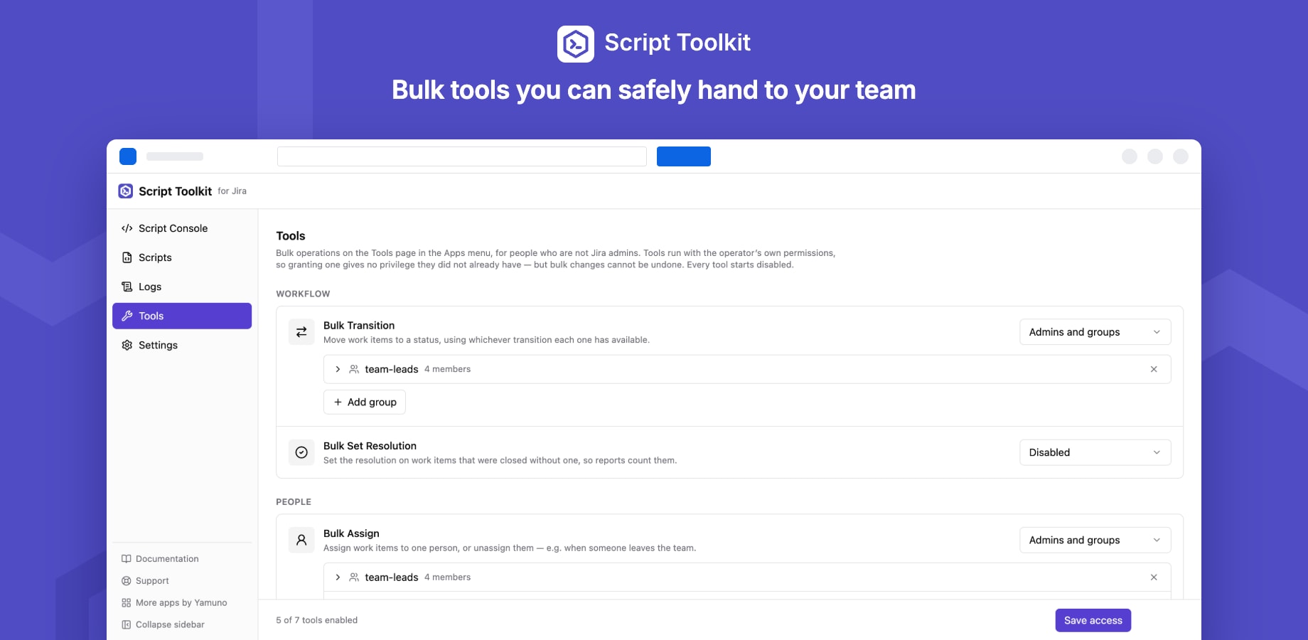 Tool access by group